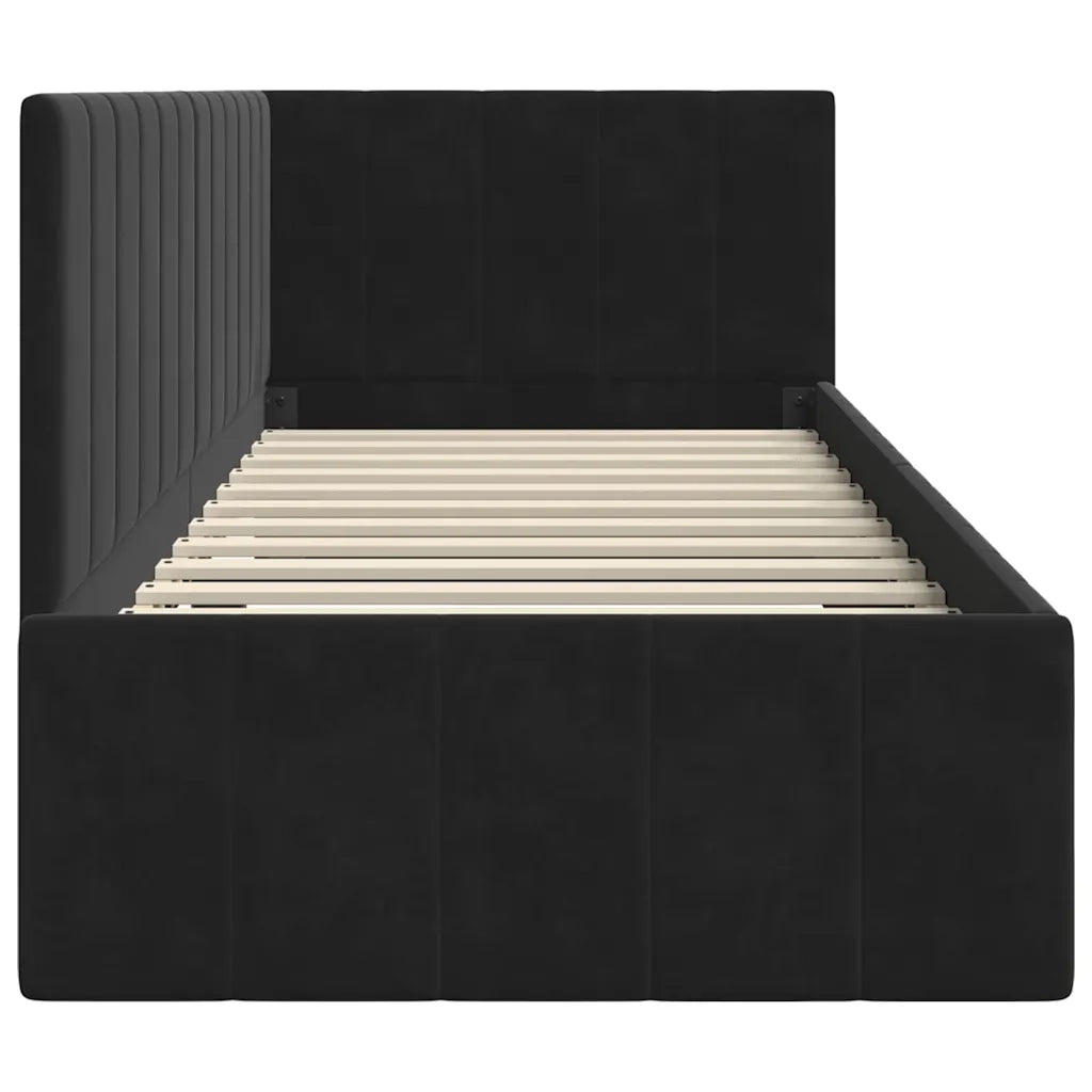Cornice del letto ad angolo Nero 80 cm x 200 cm Velluto