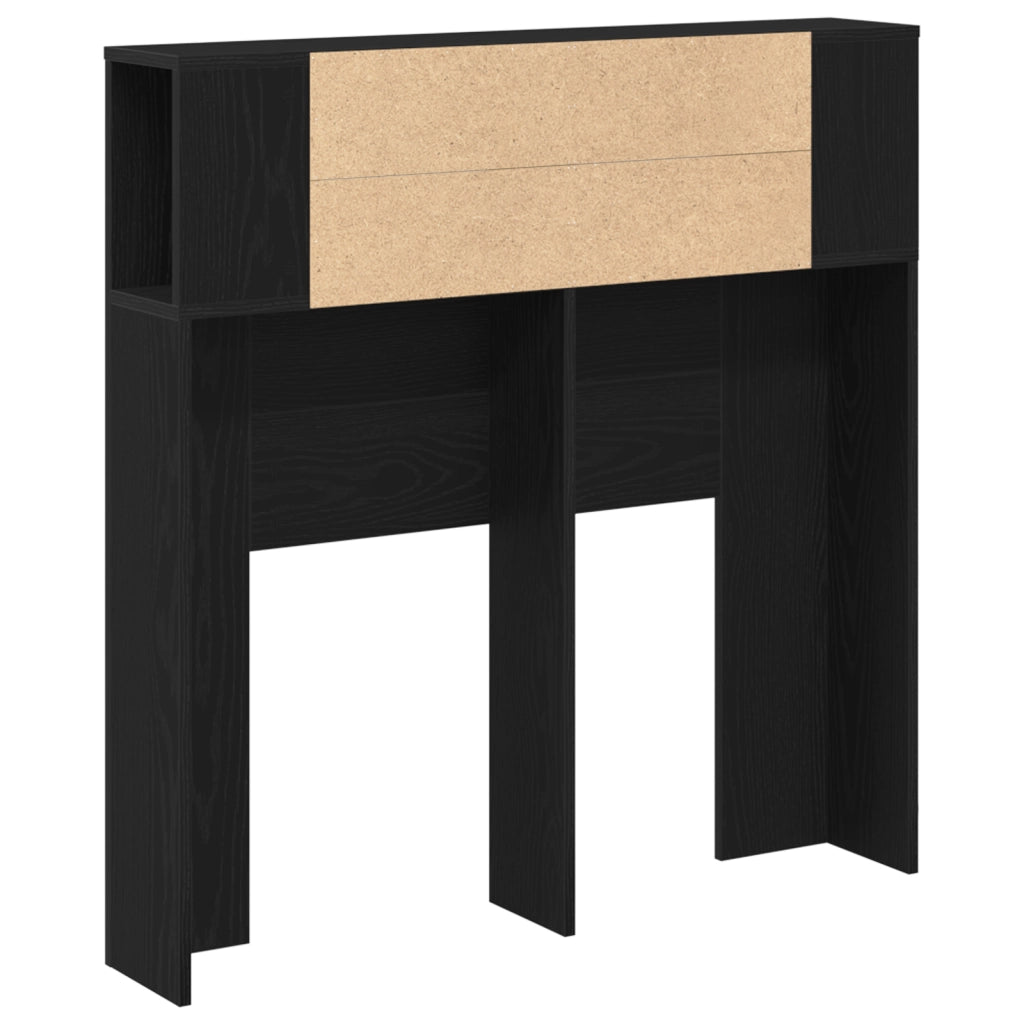 Testiera per letto Armadietto Nero Rovere 100x19x104,5 cm Realizzato in Legno Ingegnerizzato
