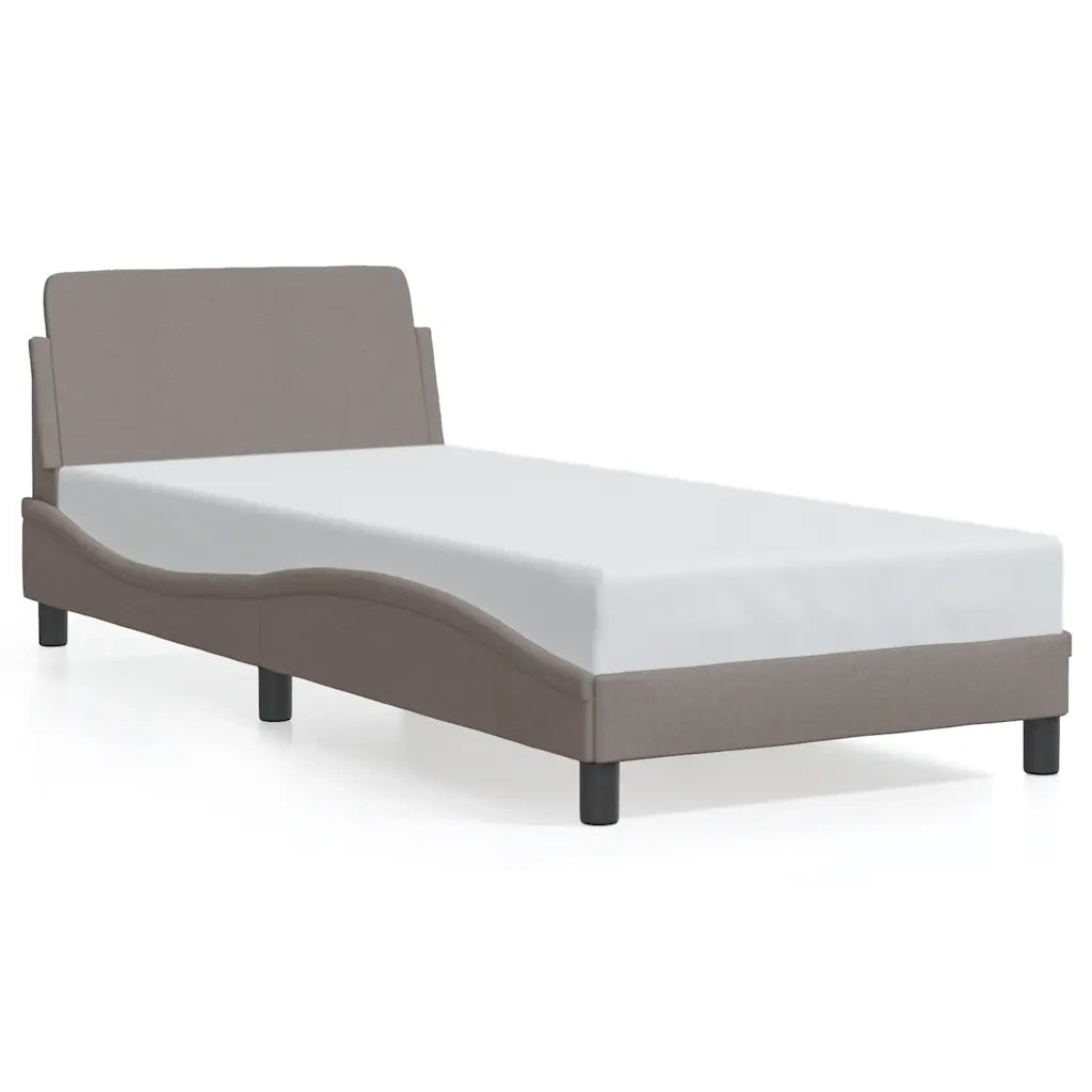 Letto singolo | Letto per adulti | Giroletto con Testiera Dover Tortora 80x200cm Tessuto