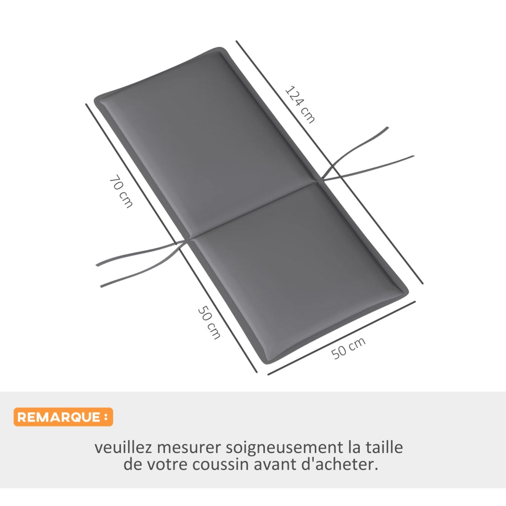 Set 4 Cuscini per Sedie da Giardino ¨C Xylo ¨C Grigio 124x50x5cm con Attacchi Regolabili UPF50+