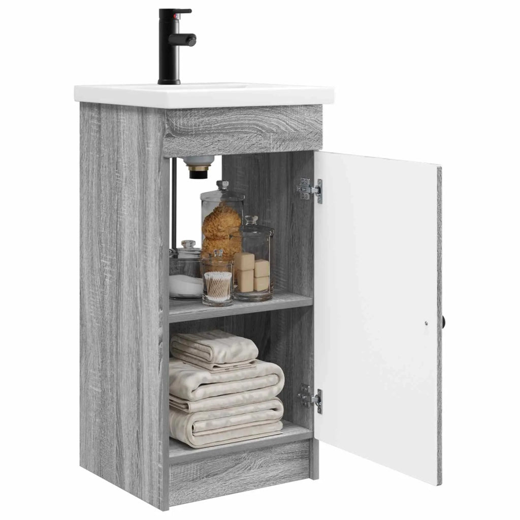 Mobile da bagno con lavabo Sonoma grigio 42 x 40 x 84,5 cm 890000