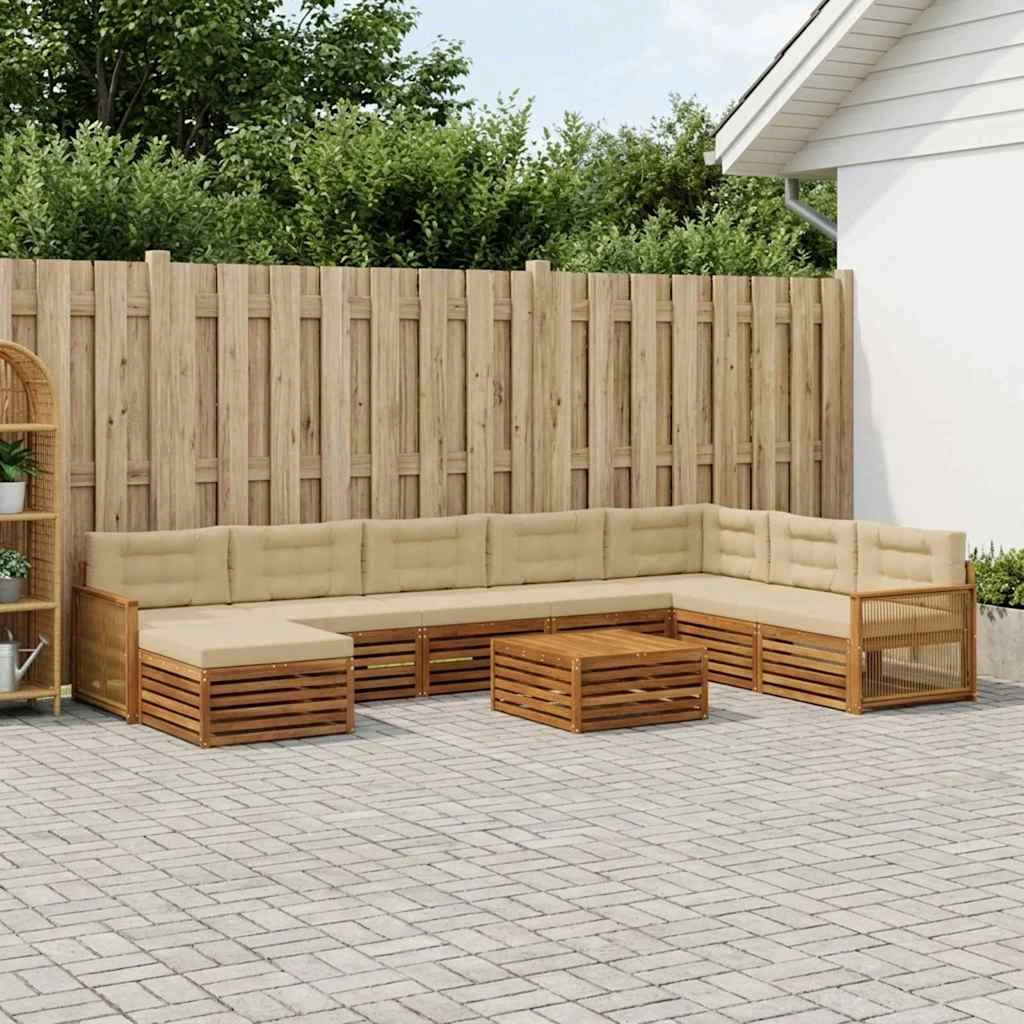 Set di divani da esterno 9 pz Naturale e Beige 3383751