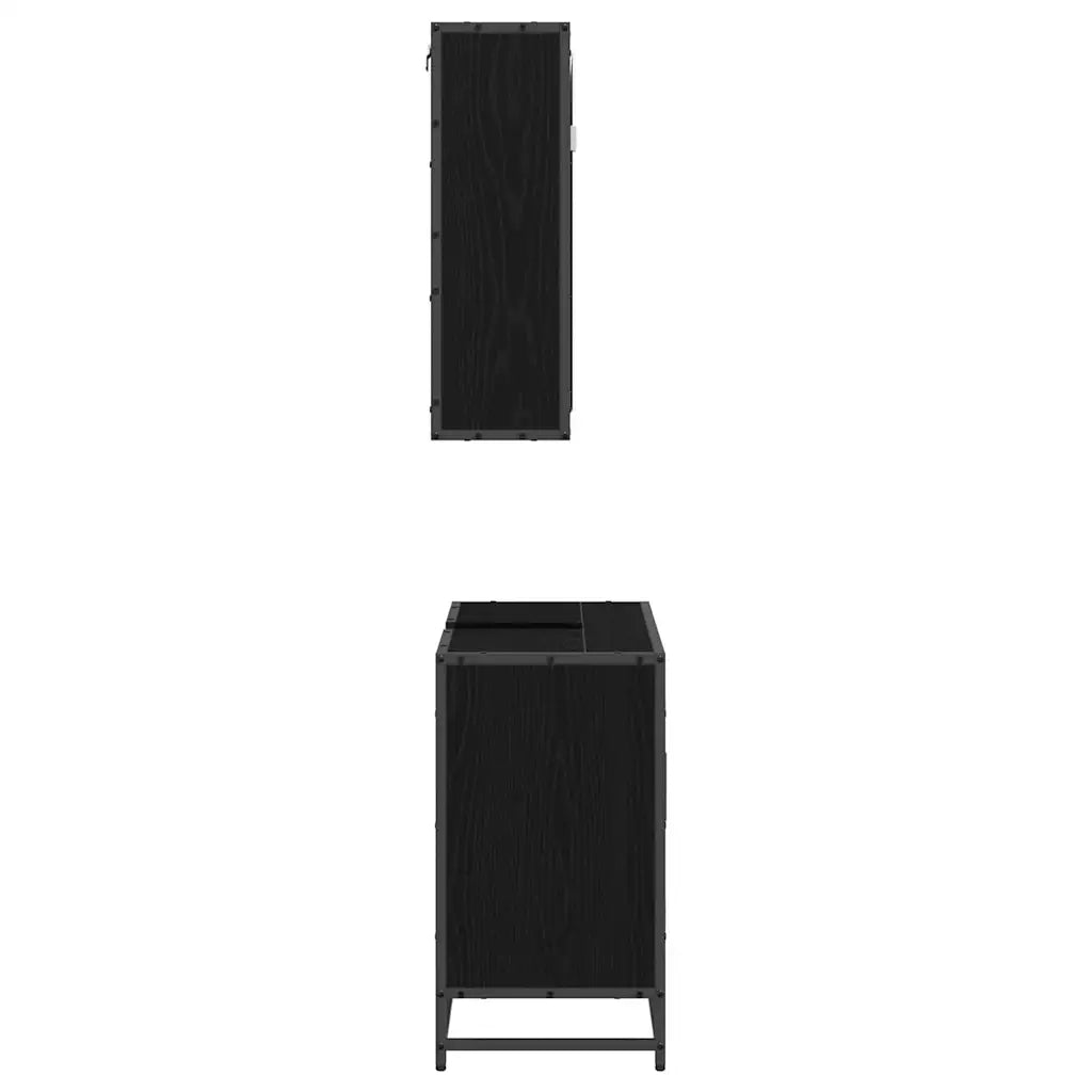 Set di mobili per il bagno 2 pcs Rovere Nero Legno multistrato 3402404