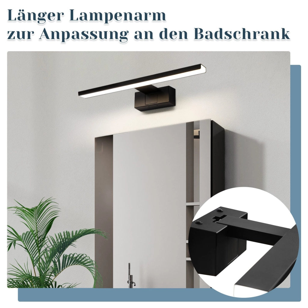ZMH Lampada da specchio per bagno a LED nera 40CM IP44 bianco neutro Applique da parete per cantina