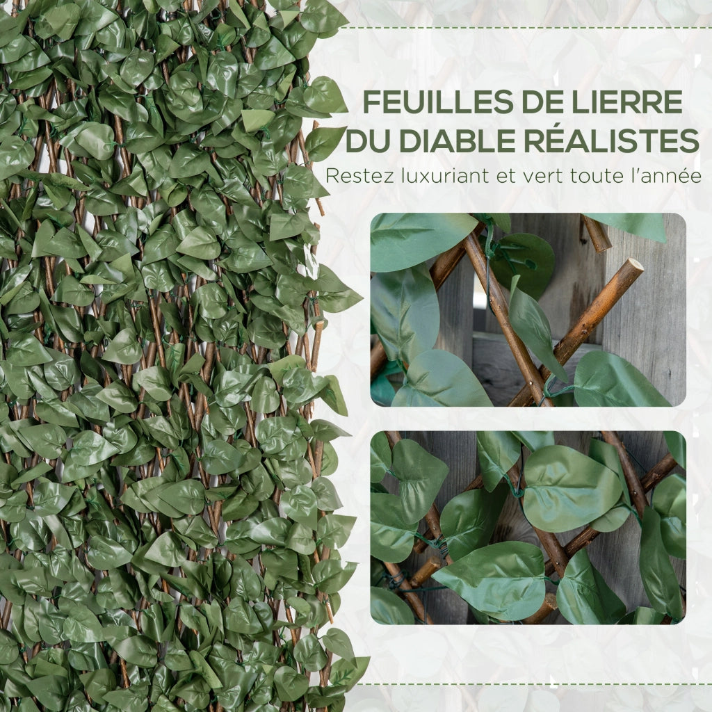 Siepe Artificiale Estensibile Edera ¨C Xylo ¨C Verde Foglie Polyester 200x100 cm Set 4 Pezzi