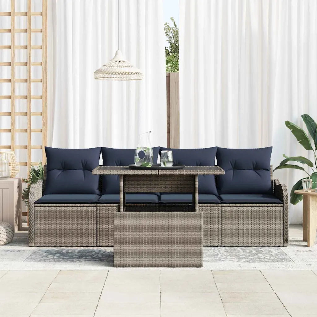 Set Divano da Giardino 5 pz Grigio polyrattan 3348371