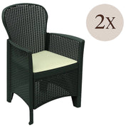 Set di 2 sedie da esterno Amilton, Seduta da giardino, Per indoor o outdoor, Con braccioli, Made in Italy, 59x57 h86 cm, Antracite