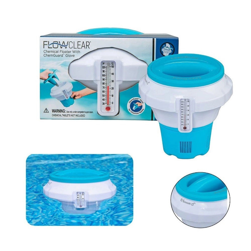 Trade Shop - Dispenser Dosatore Galleggiante Pastiglie Cloro Medio Termometro Piscina 58701 -