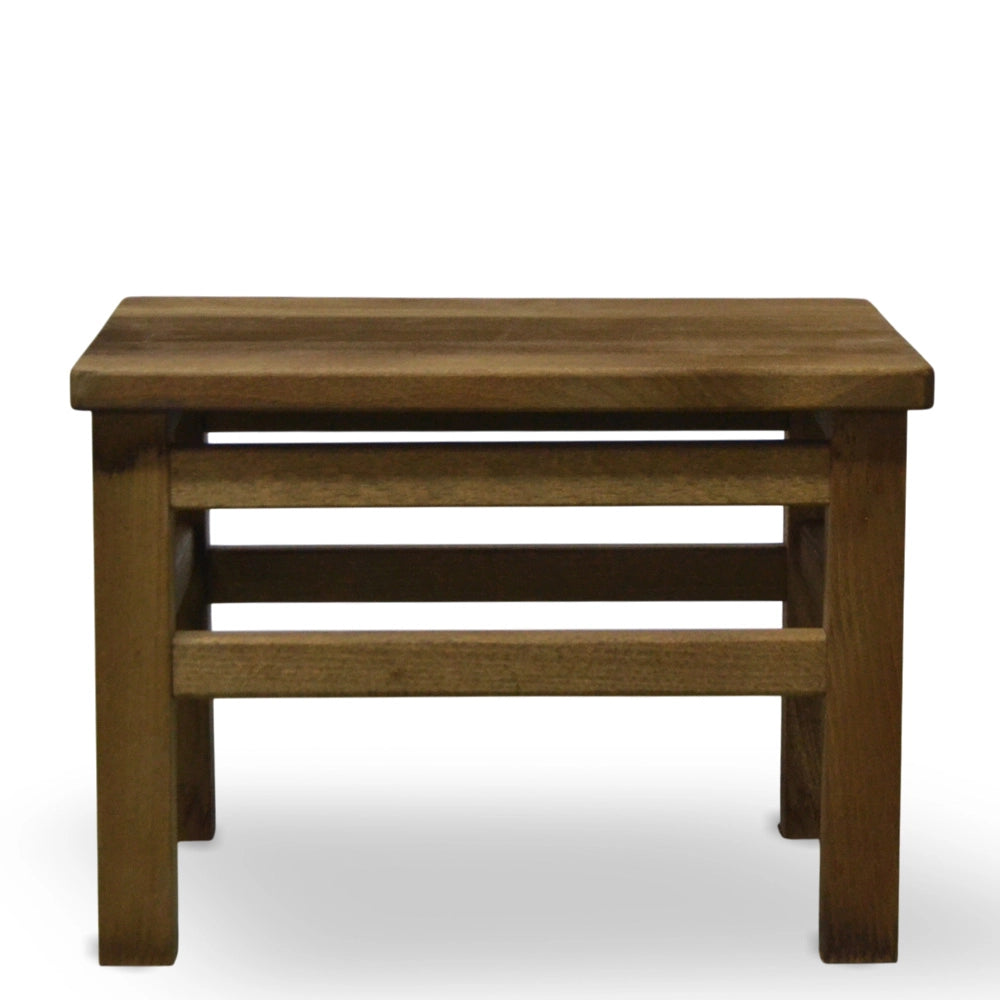 Set di 2 sgabelli bassi sgabellini panche poggiapiedi seduta in legno noce scuro