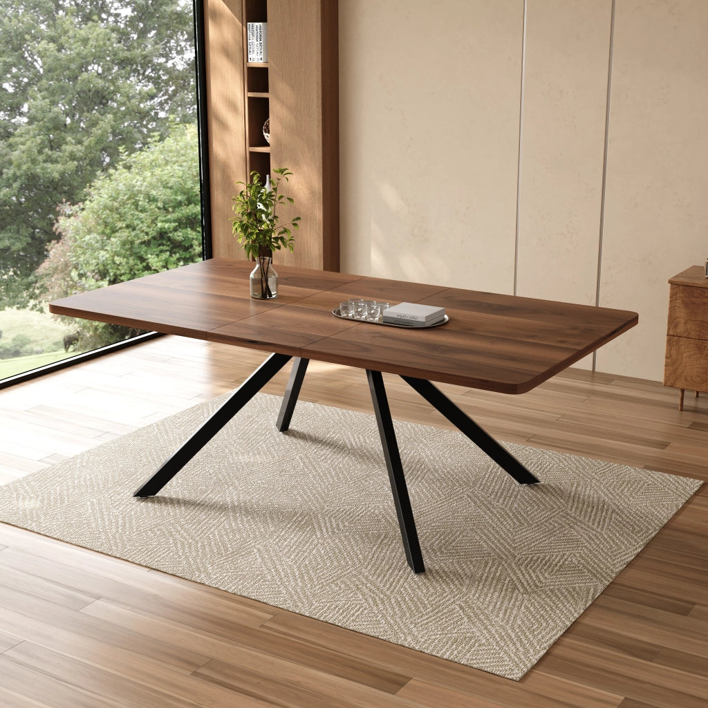 Tavolo da pranzo allungabile 160/200/240x90 cm, 6-10 posti, colore noce, struttura in MDF, portata 100 kg