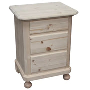 comodino classico 3 cassetti legno massello abete grezzo 50x38x65 (307) - Mobili 2G