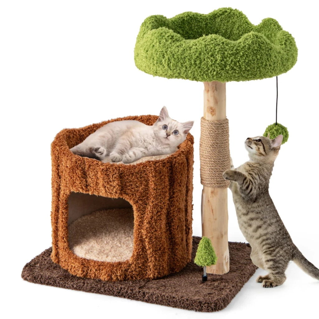 Tiragraffi multifunzionale con ampio trespolo 60 x 46 x 73 cm per comfort e gioco in sisal marrone 20_0010097