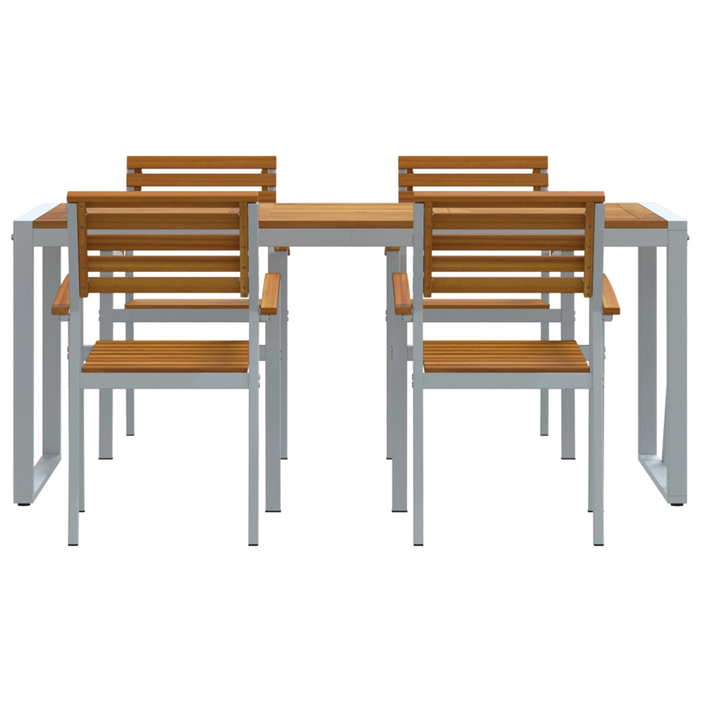 Set da Pranzo da Giardino in Legno Massello di Acacia e Metallo