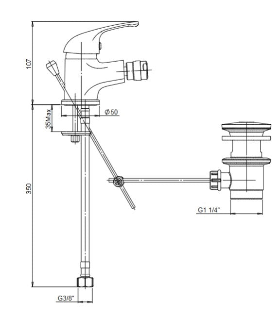 Miscelatore Rubinetto monoleva Bidet serie Joker cromo ARGO