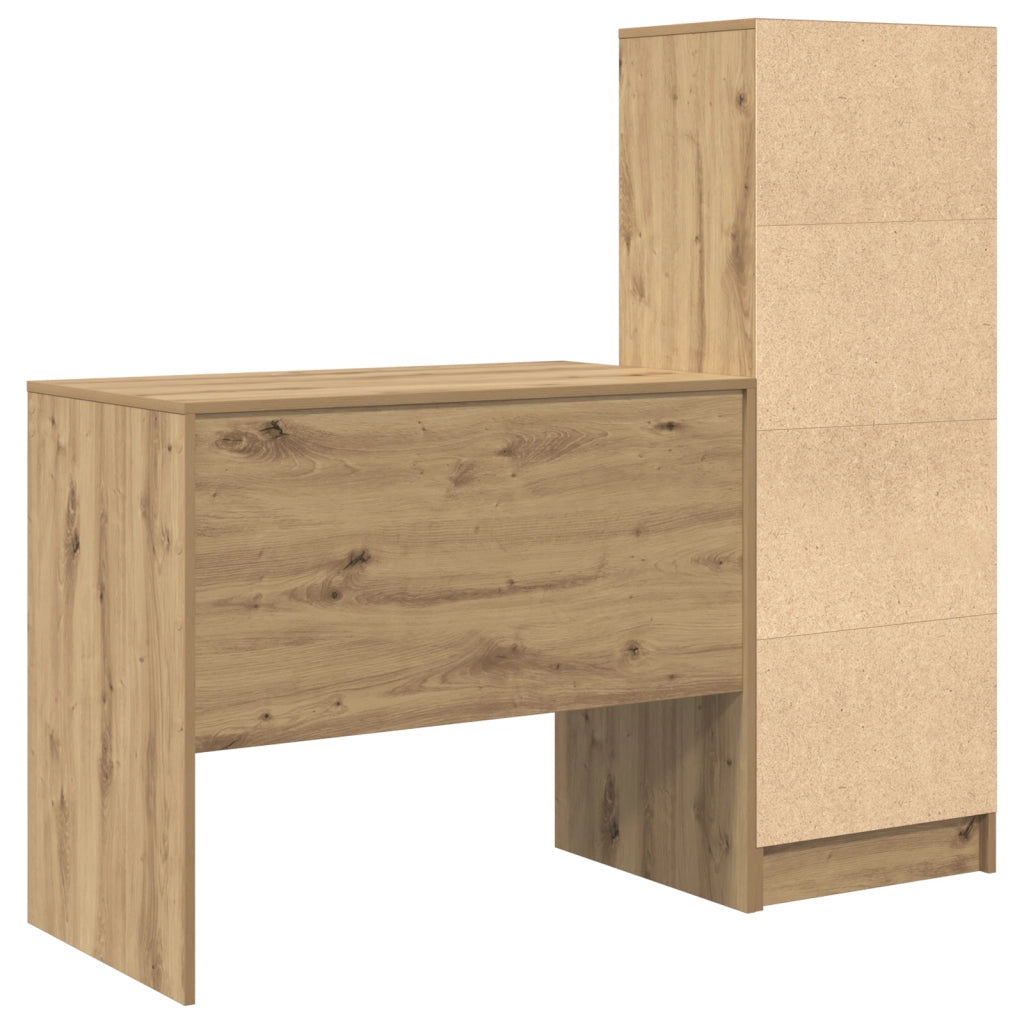 Scrivania con archiviazione Rovere artigianale Legno ingegnerizzato