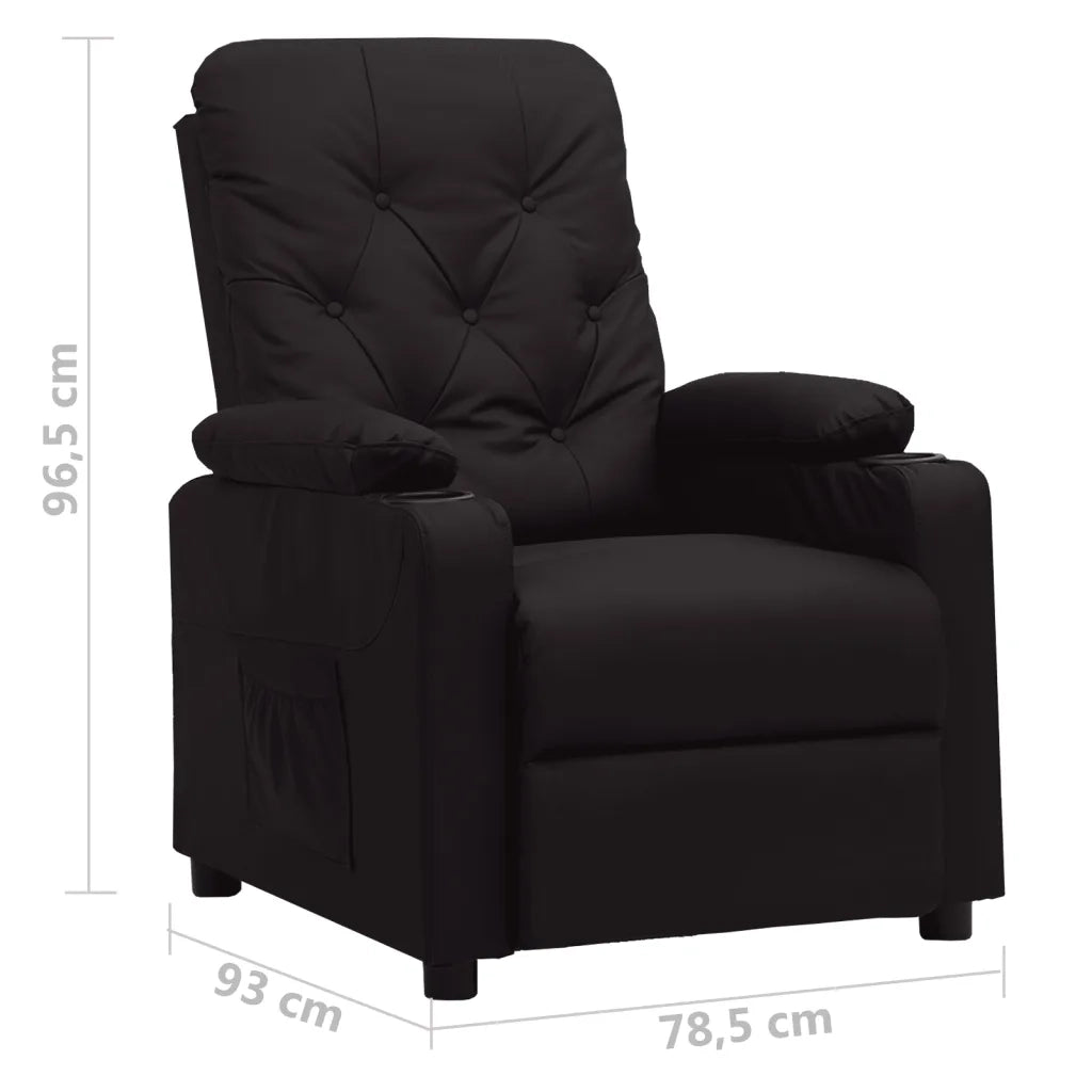 Poltrona Reclinabile Nera in Similpelle 339122