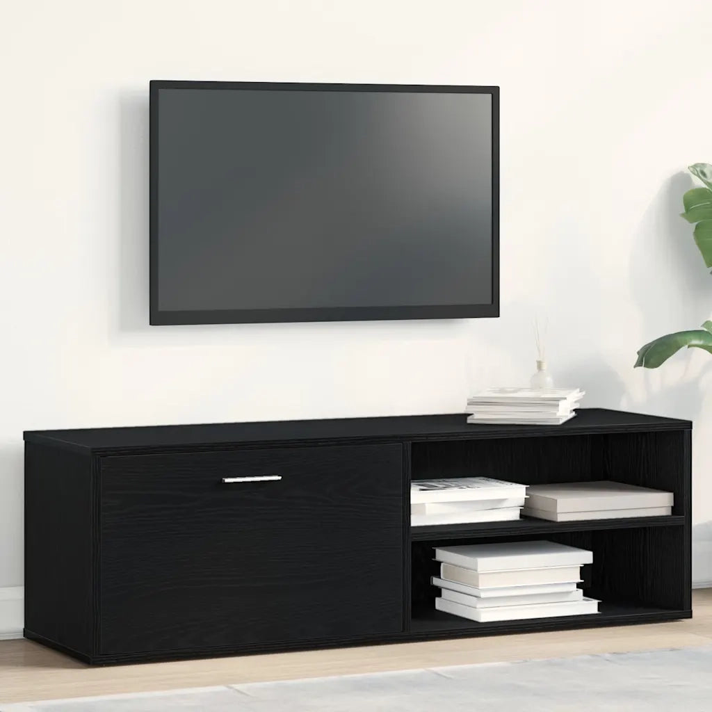 Mobile TV Rovere Nero 120x34x37 cm in Legno Multistrato 862474