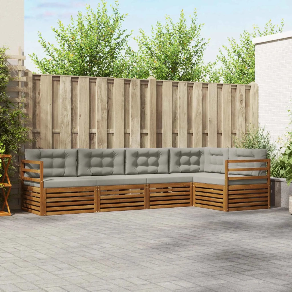 Set di divani da esterno 5 pcs Grigio Naturale e Chiaro 3373441