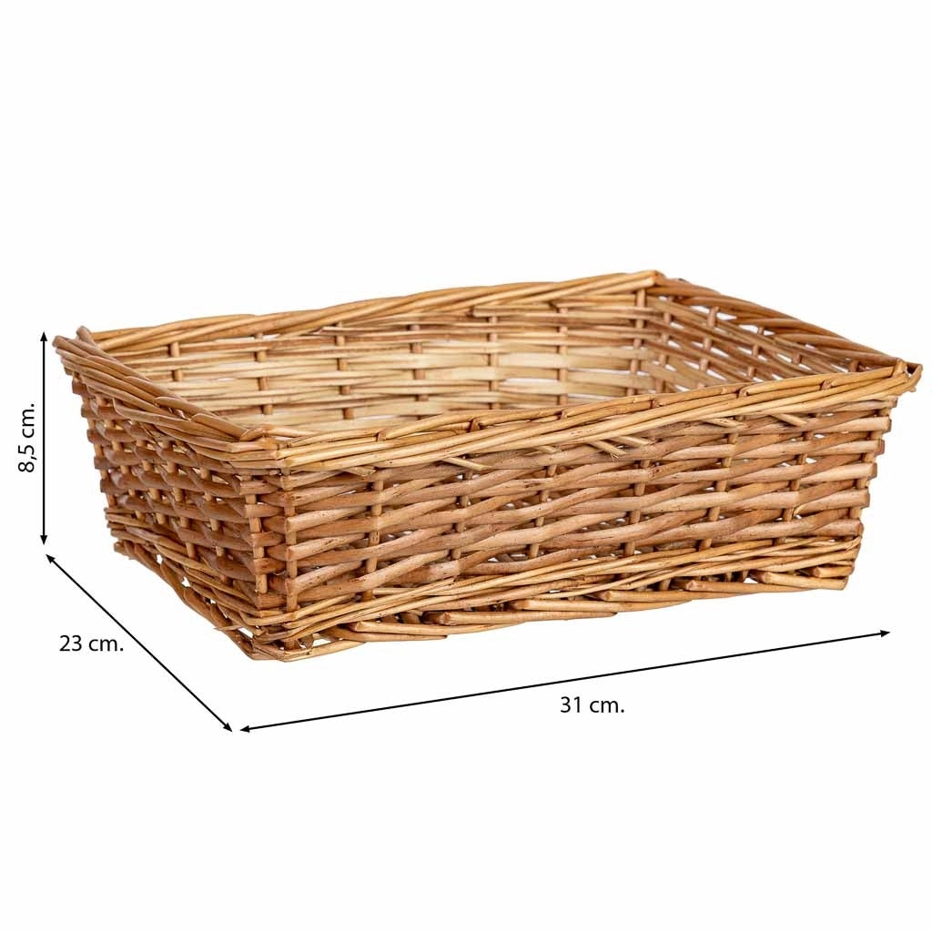 Cesto rettangolare in vimini marrone 31x23x8,5h cm
