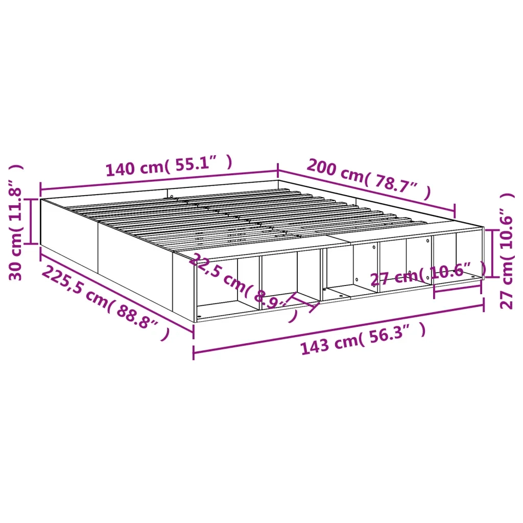 Giroletto Grigio Sonoma 140x200 cm in Legno Multistrato