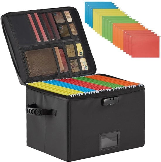 Documenti archiviabili con chiusura, archivi di sicurezza con chiusura, contenitori di archiviazione pieghevoli con cerniere e inserti, portatile per uso domestico, ufficio, sicuri per documenti/buste giuridiche, rosa (con)