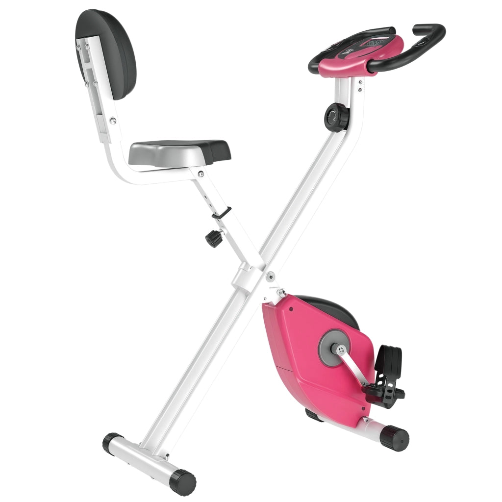 Cyclette pieghevole ¨C Xylo ¨C 8 livelli resistenza magnetica schienale LCD sensore cardio rosa