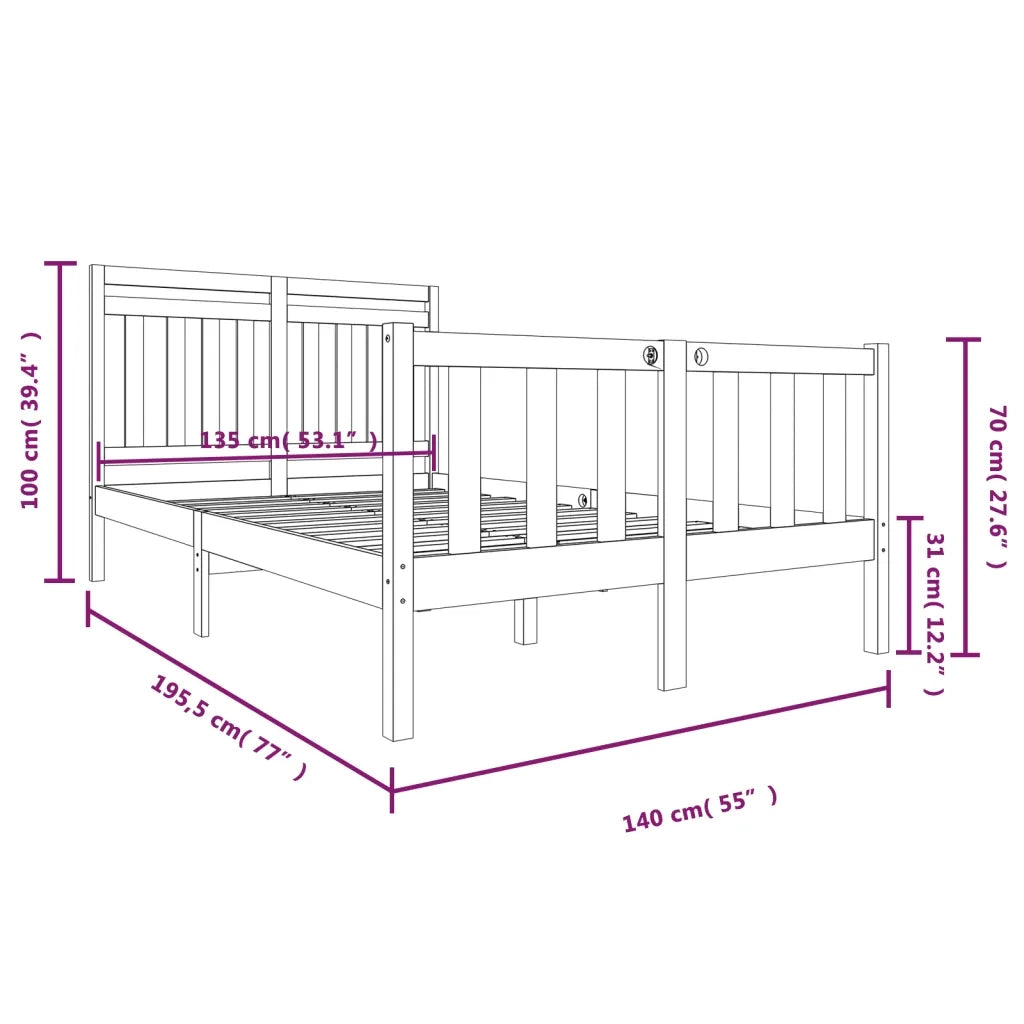 Giroletto-Struttura Letto 135x190 cm Double in legno Massello 532201