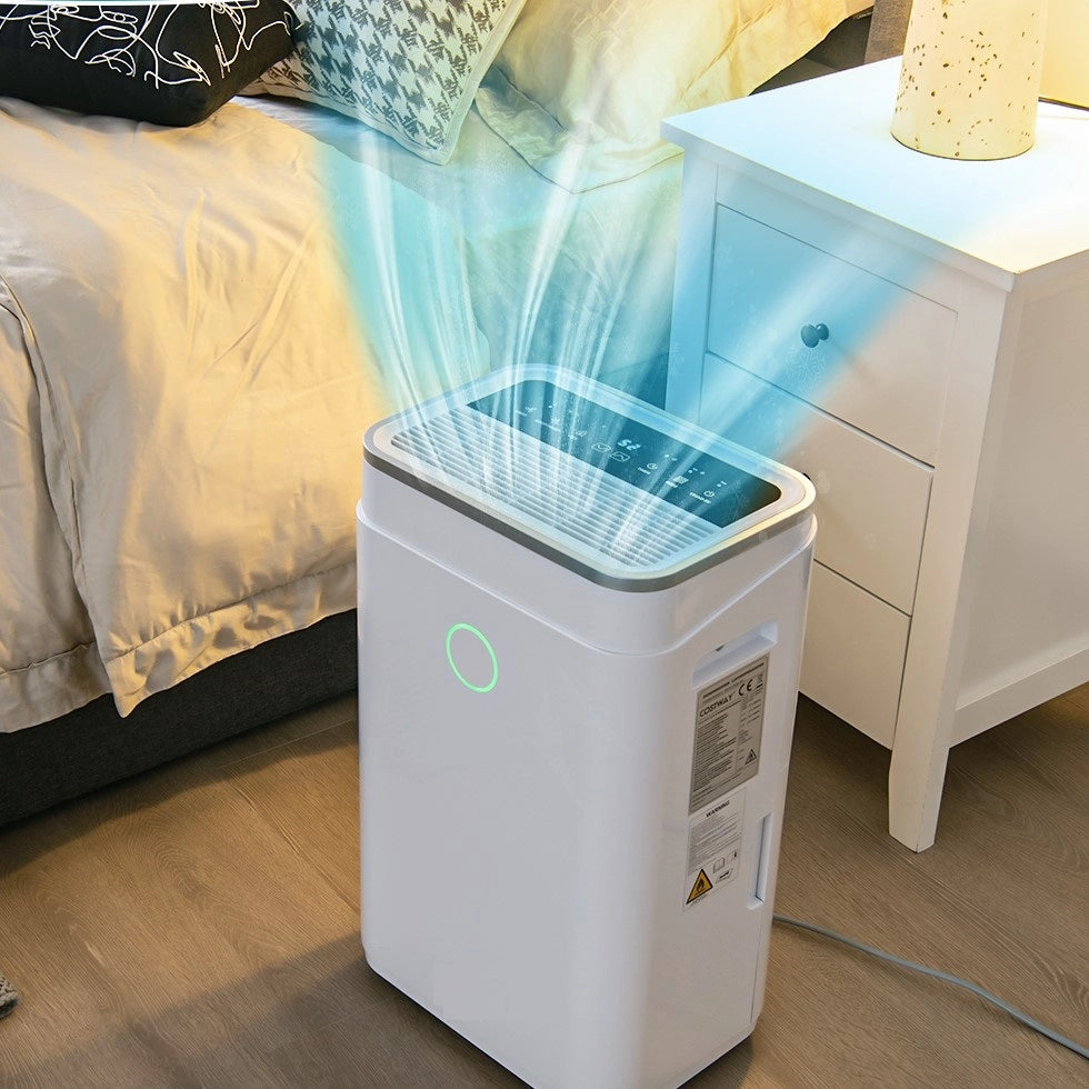 Deumidificatore per casa con serbatoio dell¡¯acqua 6,5L, Deumidificatore con timer 24 ore e tubo di scarico Bianco-Controllo climatizzazione