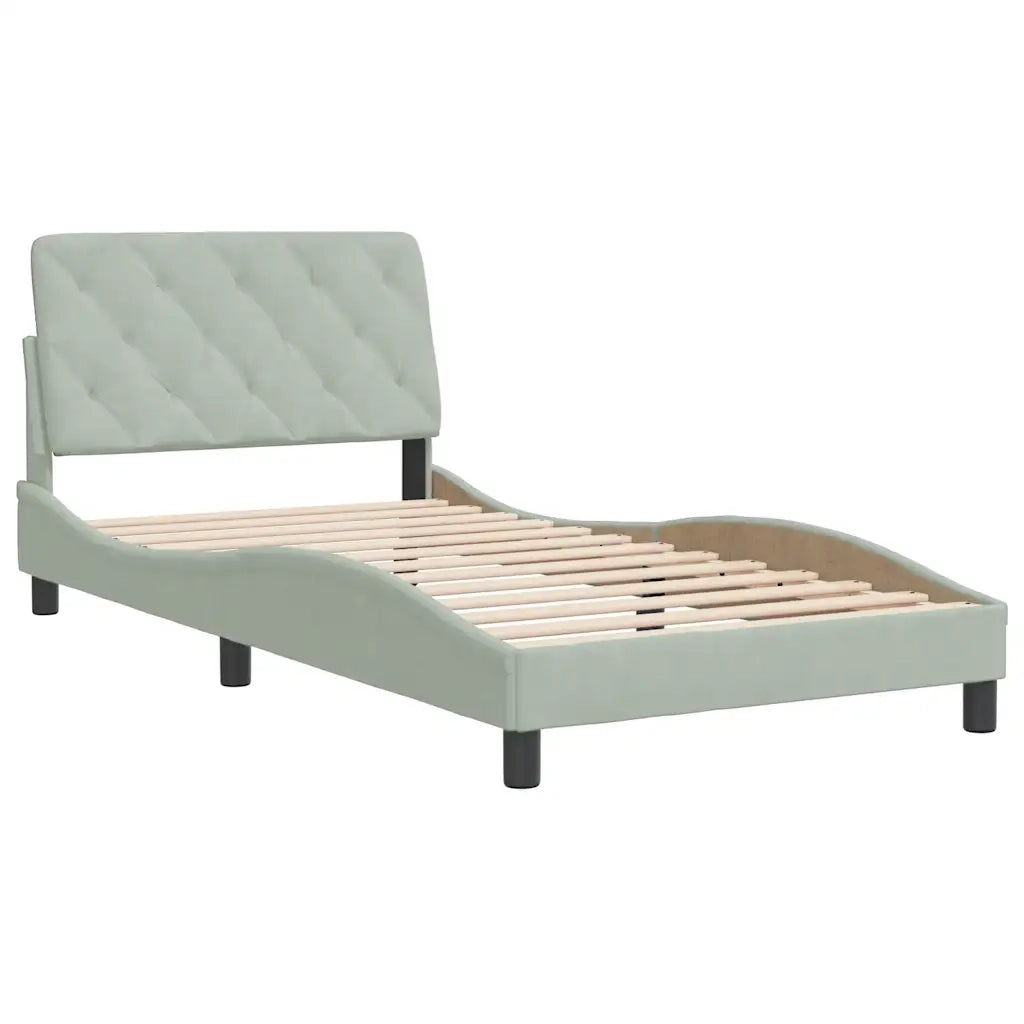 Giroletto senza Materasso Grigio Chiaro 100x200 cm Velluto