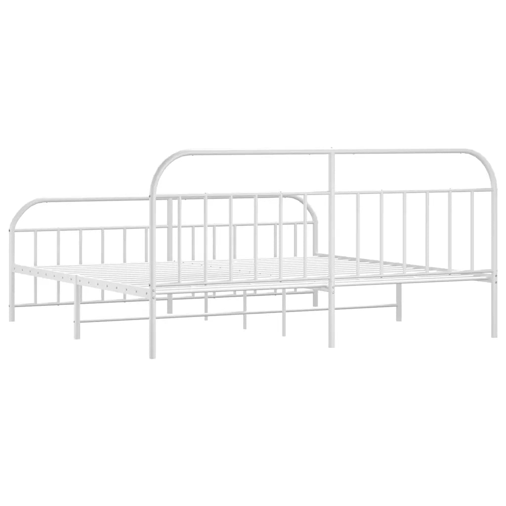 Letto matrimoniale | Letto per adulti | Giroletto con Testiera e Pediera Metallo Bianco 193x203 cm