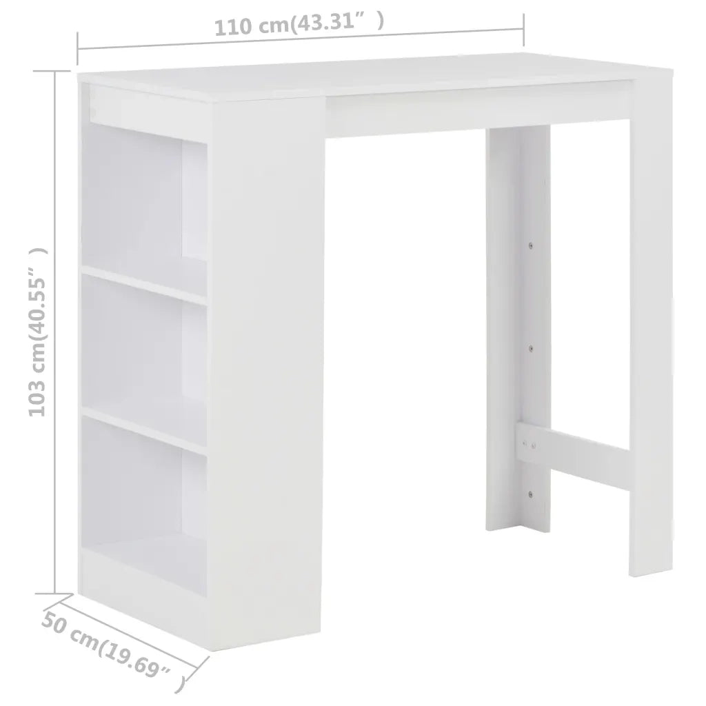 Tavolo da Bar con Ripiano Bianco 110x50x103 cm cod mxl 51791