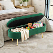 Panca Contenitore Multifunzione ¨C MINIMAL ¨C Velluto Verde, Gambe in Metallo, Telaio in Legno Massello, 110x40x42 cm