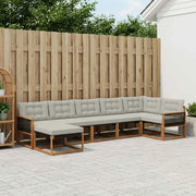 Set di divani da esterno 7 pcs Naturale e Grigio Chiaro