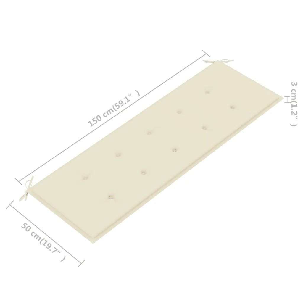 Panchina da Giardino 3 Posti e Cuscino 150cm Massello Eucalipto 3060999