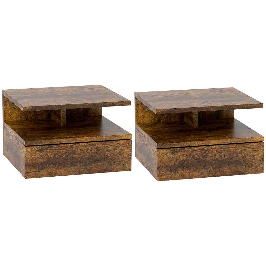 Comodino Moderno con Cassetto e Ripiano ¨C zephmum ¨C Marrone 35x32x22.5 cm