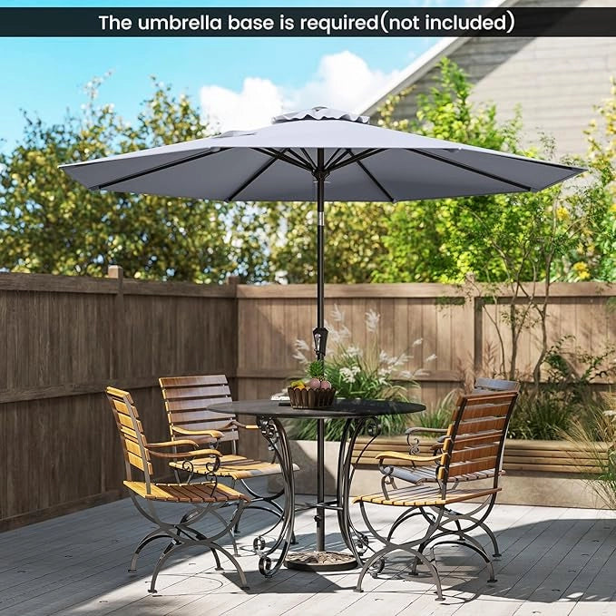 Ombrellone da Giardino 270 cm, Ombrellone da Esterno con Inclinazione Regolabile, Manovella, 8 Stecche, Tettuccio Ventilato, Ombrellone Parasole per Spiaggia, Bordo Piscina