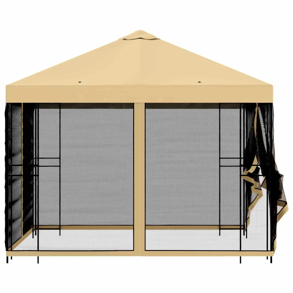 Gazebo da giardino con pareti laterali 3 x 3 m Crema