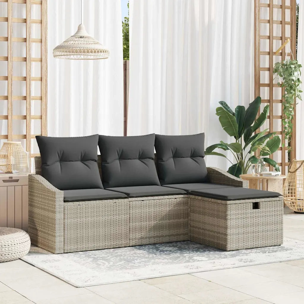 Set di divani con cuscino 4 pcs Grigio chiaro polyrattan 3359251