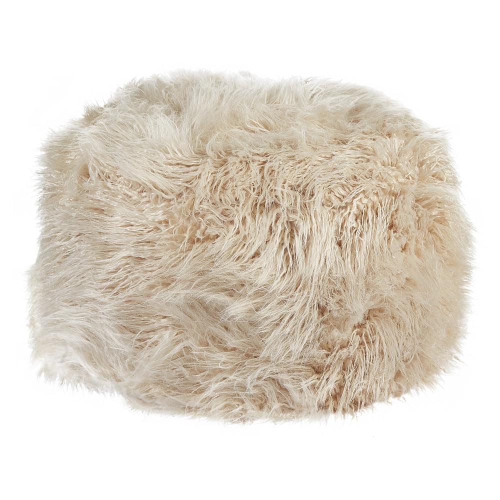 Pouf beige chiaro EPS perline riempimento pelliccia sintetica modello solido quadrato Boho moderno tessuto poggiapiedi