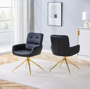 Set di 2 sedie girevoli in PU nero con gambe dorate