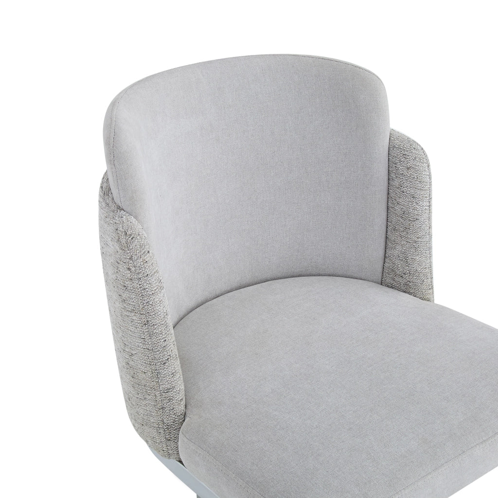 2 sedie da pranzo moderne in chenille grigio e metallo galvanizzato, con doppio schienale, seduta confortevole e struttura robusta