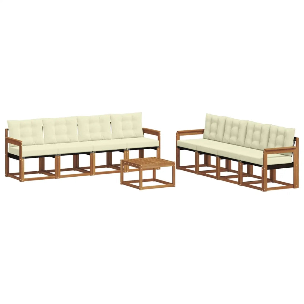 Set di divani da esterno con cuscino 9 pcs Naturale e Crema