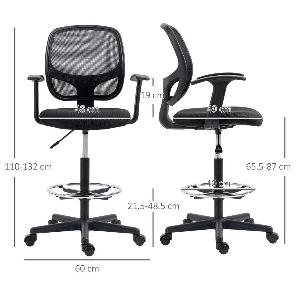 sedia da ufficio ergonomica nera con ruote e poggiapiedi, 120 kg