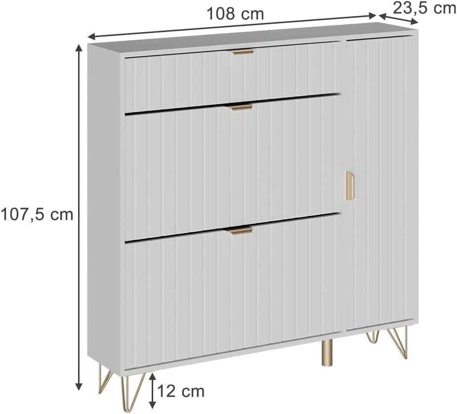 Mobile porta scarpe Helge, Bianco, 108 x 107.5 cm