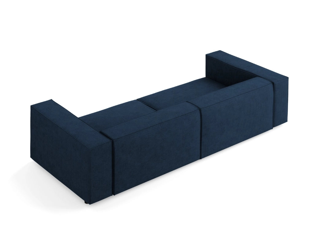 Cosmopolitan Design - Divano "Arendal" 4 posti in ciniglia con effetto a coste blu reale 