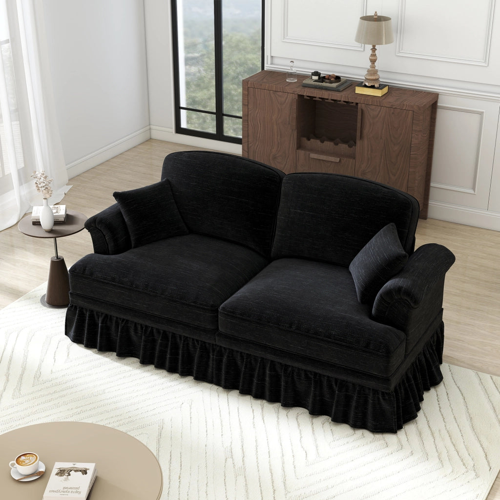 Divano 2 Posti - COSYHOMES - Stile Medievale Moderno, Tessuto Ciniglia, Fodera Volant Rimovibile
