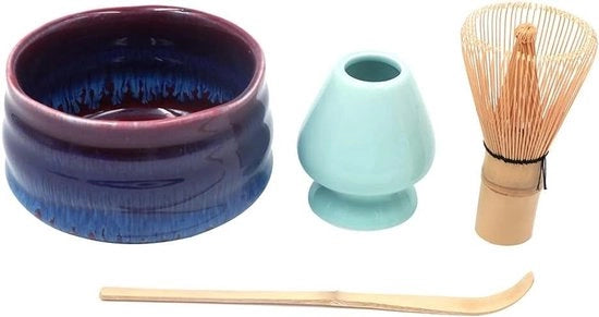 Set da tè a quattro manici - astuccio/cassa/contenitore/ cucchiaio di bambù - cerimonia del tè giapponese tradizionale
