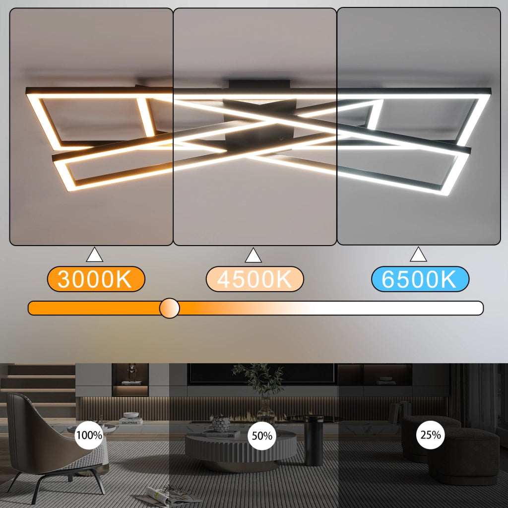 ZMH Lampada da soffitto plafoniera LED 45W nera dimmerabile per camera letto soggiorno cucina sala pranzo