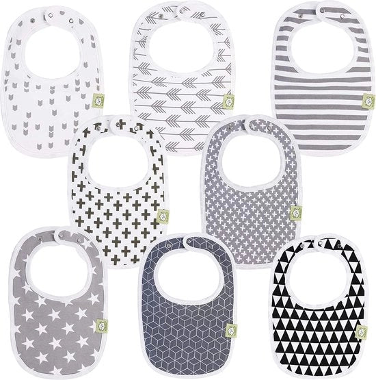 Slabbettoni Biologici per Bambini - Slabbettoni di Cotone per Denti - Slabbettoni per Neonati - Slabbettoni Macchinabili - Slabbettoni per Bambini 0-24 Mesi (Grigio Scuro)
