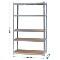 Scaffale per carichi pesanti zincato 100x50x204cm Scaffale a incastro 5 ripiani 200kg/piano